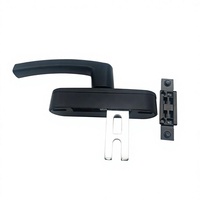 Manija de ventana de aleación de aluminio negra de venta directa de fábrica, longitud de horquilla personalizable para herrajes de ventana de apertura exterior, suministro para proyectos.