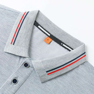 Polos de hombre de algodón y poliéster Piqué en blanco liso de Color sólido con logotipo personalizado - Product Image 6