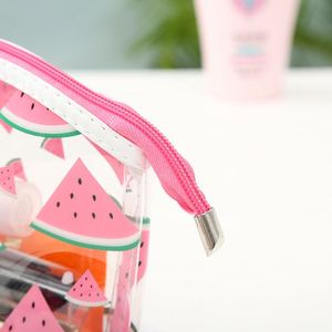 Estuche de Maquillaje Transparente de PVC con Diseño de Sandía, de Gran Capacidad, para Estudiantes y Viajes, Novedad de Verano - Product Image 3