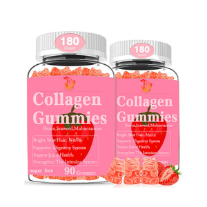 Gomitas de Colágeno OEM ODM con Biotina y Ácido Pantoténico, Promueven la Salud Cerebral, Sabor Fresa, Suplementos Herbales Naturales - Product Image 1