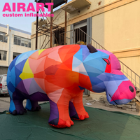 Hippopotame gonflable pour la décoration de campagnes publicitaires, élément décoratif