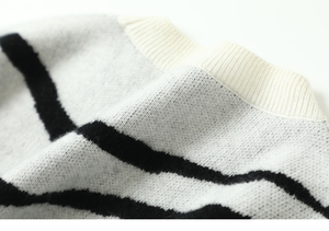 Designer produttore girocollo Trendy top lavorati a maglia autunno a righe moda inverno nero bianco Zebra modello Pullover <span class=keywords><strong>maglione</strong></span> donna - Product Image 6