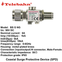 Dispositif de protection contre les surtensions coaxiales IP65 50Ω DC 0-6GHz avec connecteur N, suppresseur de surtension RF SPD
