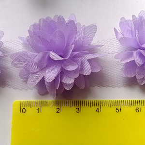 Pita Dekorasi Pangkas Pernikahan, Aksesori Pakaian Bunga Rangkaian Sifon 3D 4CM, Pita Hiasan Renda - Product Image 5