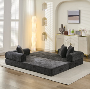 Comfy Modern Convertible Reclining <b>Foldable</b> Mattress <b>Sofa</b> <b>Bed</b> with Armrest Chenille Upholstery for Living Room - Product Image 6