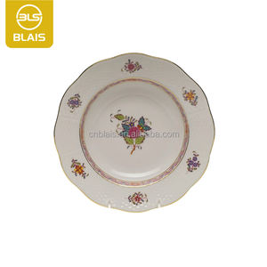 Assiette à Dessert écologique en porcelaine fine Style classique rose violet bleu orange gris vague jante Bouquet lave-vaisselle céladon - Product Image 2