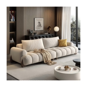 Rising OEM Juego de sofás de cuero modernos de clase alta Muebles para el hogar de cuero de lujo ligero Base de acero inoxidable Sala de estar Accent Suite - Product Image 1