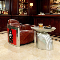 Fauteuil Aviateur en Cuir Pleine Fleur Véritable, Design Industriel, pour Bar à Domicile, Salon Cigares, Club Privé