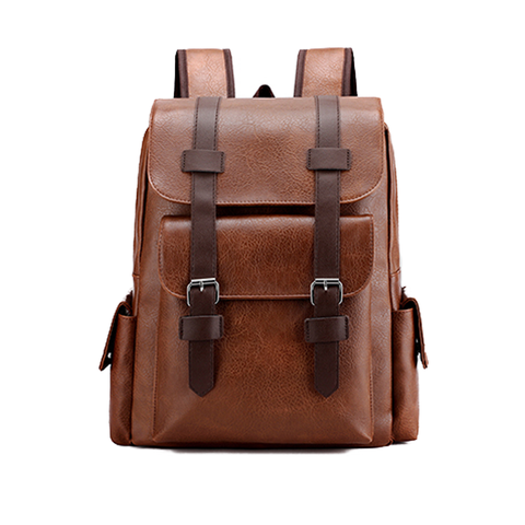 Best Sell Waterproof Men's Computer Bag Multiple Pocket PU Wear-resistant Backpack With Magnetic Buckle Lightweight Business Bag