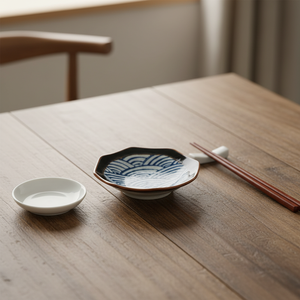 Juego de Vajilla Cuadrada de Cerámica Pintada a Mano con Diseño de Olas Marinas, Estilo Japonés, Retro, de Lujo Ligero, con Acabado Bajo Esmalte, Sostenible - Product Image 6