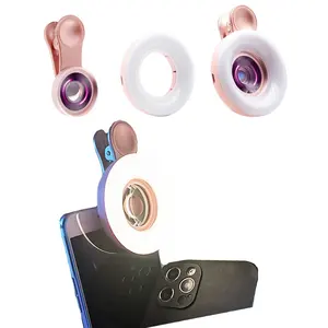 Hot Sale Factory Distributor Wholesaler Custom 3 led light 2in 1 Macro Lens For Phone Clip On Beauty Collection Eyelash Lip