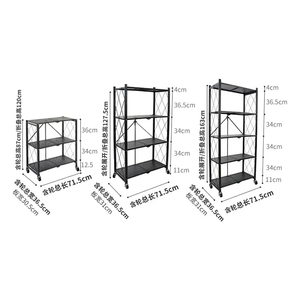 Étagère de rangement pliable à 5 niveaux en métal, type autoportant, blanc/noir, revêtement poudré, pour <span class=keywords><strong>cuisine</strong></span>, organisateur multifonctionnel - Product Image 6