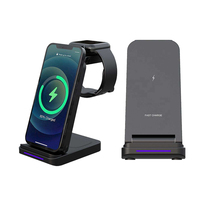 Stasiun Pengisian Daya Nirkabel 3-in-1 Multifungsi Desain Terbaru ABS Silikon 15W dengan Port Tipe-C QC3.0 untuk Ponsel dan Earbud