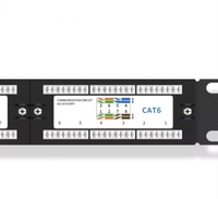 Panel Patch jaringan 24Port Cat6/Cat6A dengan rak RJ45 berpelindung/tidak berpelindung 1U konstruksi logam kepadatan tinggi