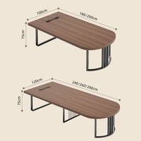 Table de conférence moderne en bois massif avec plateau en acier, longueur personnalisable, pour salle de réunion