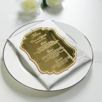 Invitaciones de boda real personalizadas Tarjeta de menú grabada para fiesta de cumpleaños acrílica con espejo dorado