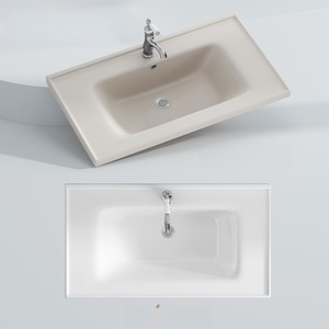 Modern Walnut Color MDF Bathroom Vanity Unit with Smart Mirror Wall-Mounted Ceramic Basin - Product Image 2