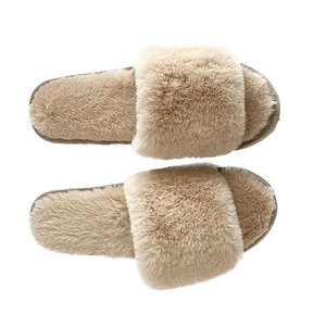 Da donna di bell'aspetto punta aperta inverno soffice moda per ciabatte da interno esterno con una cinghia Slip-On morbida e calda con pelliccia pelosa - Product Image 3