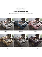 Elegante Cama Tatami Multifuncional Tamaño King/Queen con Almacenamiento Inteligente y Proyector para Dormitorio Principal en Piel Genuina para Bodas