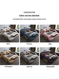 Tempat Tidur King <span class=keywords><strong>Queen</strong></span> Elegan dengan Penyimpanan Pintar Proyektor Tempat Tidur Multifungsi Tatami untuk Kamar Tidur Utama Kulit Asli untuk Pernikahan - Product Image 4