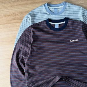 เสื้อเชิ้ตแขนยาวลายทางคุณภาพสูงสำหรับผู้ชาย ผ้าฝ้าย 100% เสื้อยืดแขนยาวลำลองลายทางสำหรับผู้ชาย สไตล์ฤดูใบไม้ร่วง - Product Image 4