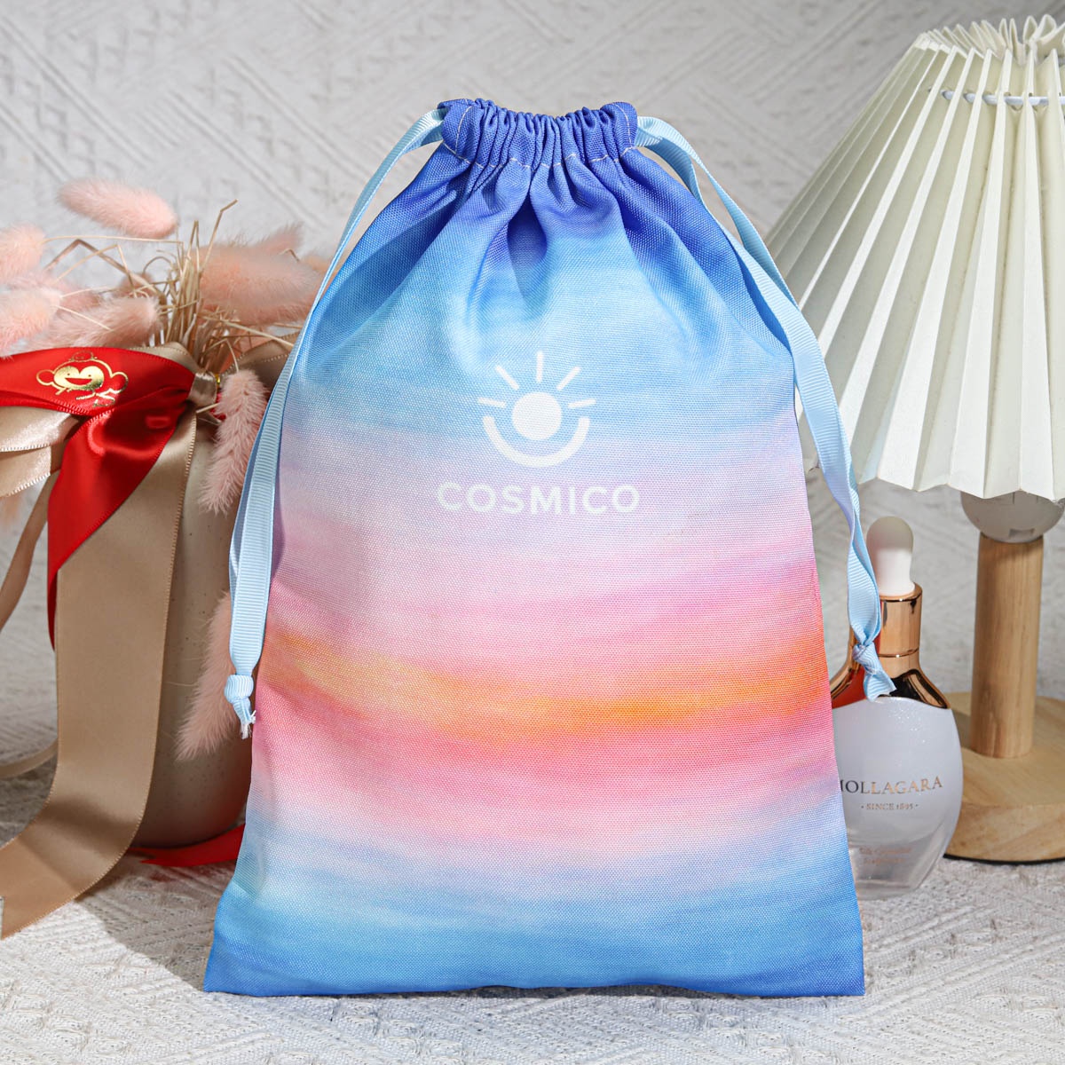 New Fabric Nylon Shoe Umbrella Storage Pouch Custom Logo Printed Nylon Cotton Swimwear Hair Packing Drawstring Bag