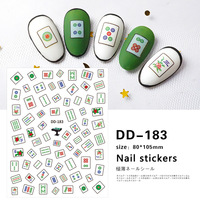 Nouveaux autocollants 3D pour ongles Mahjong Fortune, autocollants adhésifs pour manucure DIY, ornements en gros