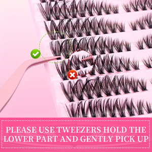 Vente en gros <span class=keywords><strong>de</strong></span> kits d'extensions <span class=keywords><strong>de</strong></span> cils DIY, cils en grappes, imperméables, 180 pièces, cils en grappes volumineux et vaporeux, livret <span class=keywords><strong>de</strong></span> cils - Product Image 4