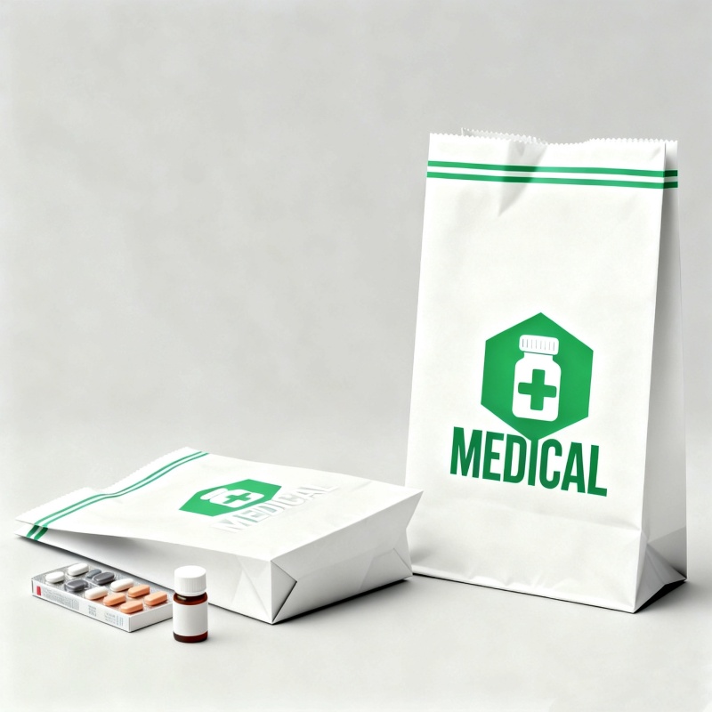 Wholesale Recycled Kraft Paper Pharmacy Prescription Pill Medicine Bag Square Bottom for Hospital Use