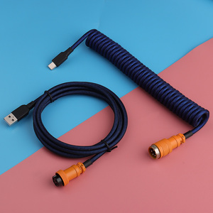 Cable de teclado mecánico en espiral tipo C USB C gx16 Cable de aviador para teclado de juegos de doble manga - Product Image 3
