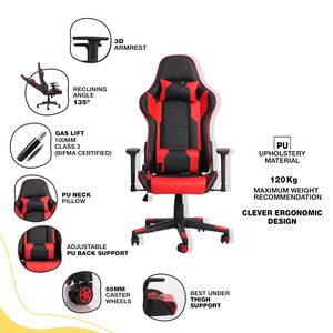 Chaise de jeu ergonomique multifonctionnelle de bureau pour ordinateur <span class=keywords><strong>Gamer</strong></span> Pro 3D réglable en cuir PU de qualité supérieure - Product Image 5