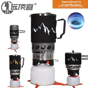 户外野营炊具 铝合金野餐锅和炉具套装 便携式炉具 防风 0.9L 锅具 燃气炉套装 - Product Image 2