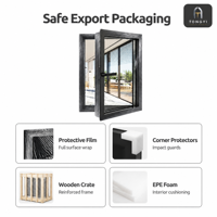 Fenêtre à battant en aluminium noir, double vitrage, persienne trempée, moderne, pour villa, rail lisse, isolation thermique, étanche, insonorisée