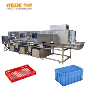 Automatic industrial metal plastic turnover box basket dish poultry cheese crate washer dryer commercial tray washing machine