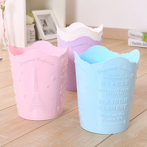 French Girl Paris Eiffel Tower Relief Desktop Storage Bucket Polygon Shape Office Organizer Pink Purple Blue White - Product Image 2