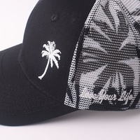 Casquette en maille brodée motif palmier, style décontracté urbain, en stock, vente en gros