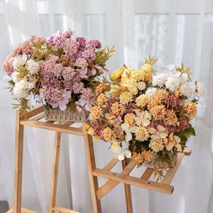 ช่อดอกไม้ประดิษฐ์ 10 หัว สีชมพู ขาว ส้ม ม่วง ผ้าทอแพน สำหรับตกแต่งงานแต่งงานและบ้าน - Product Image 1