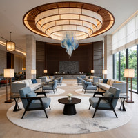 Fauteuil lounge moderne en bois de chêne massif rembourré pour hall d'hôtel et salon