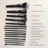 Pinceaux de maquillage professionnels de luxe écologiques en bois, 15 pièces, pour fond de teint, poudre, anticernes, fard à paupières, visage et rasage