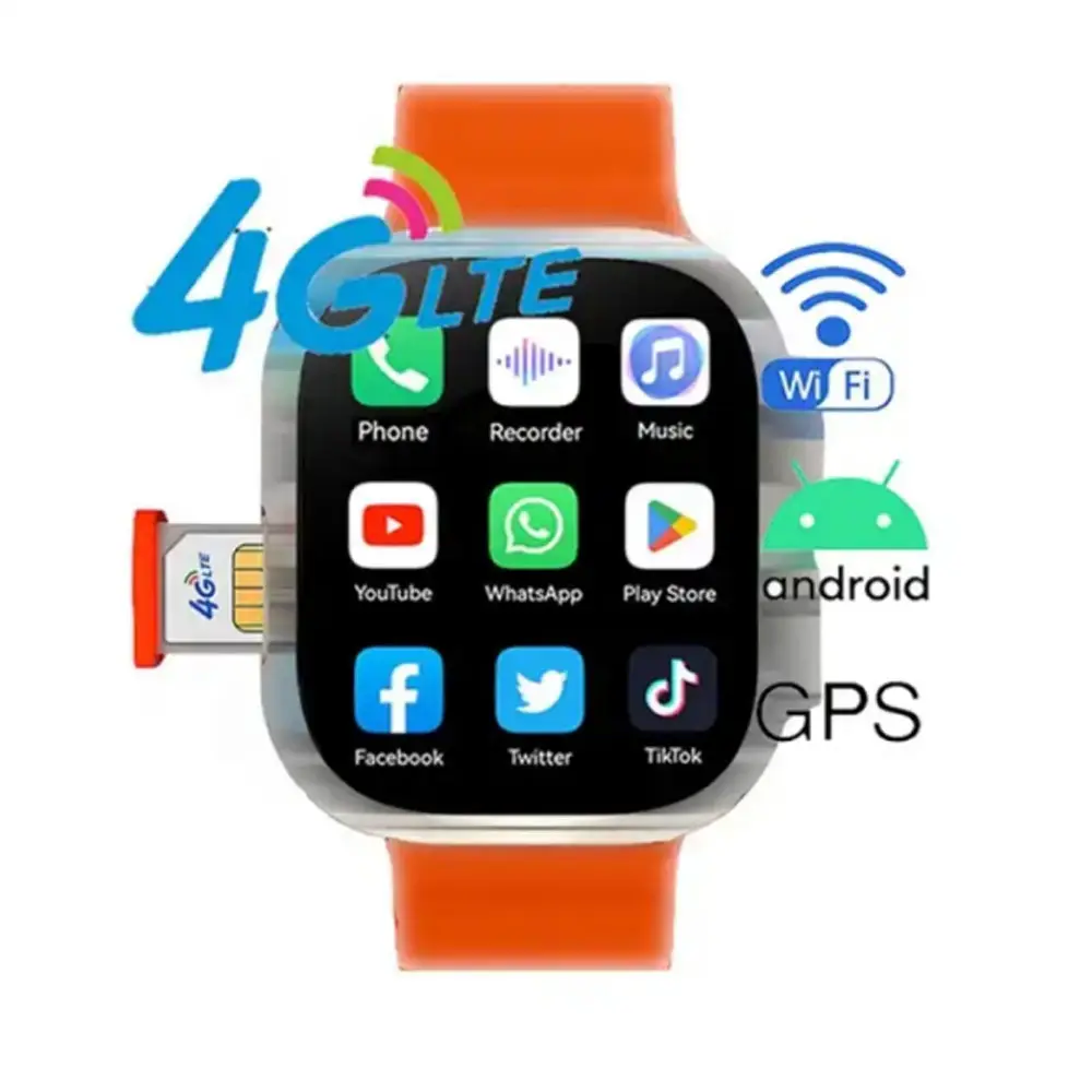Android Smart Watch Ultra 4G SIM phone orologio con due cinghie GPS grande memoria smart watch download APP WatsAp su Google Play Store