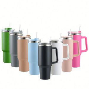 Gobelet isotherme 40oz à paille rabattable vierge pour sublimation, avec poignée, pour café - Product Image 1