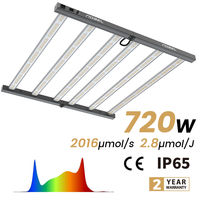 Lampe de culture LED Samsung Tritile 720W à 6 barres, spectre complet, dimmable, 2,8 µmol/J, haute efficacité pour plantes d'intérieur et serres