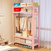 Étagère Modulaire Suspendue Simple et Moderne, Porte-vêtements sur Pied en Acier Angulaire, Armoire de Rangement Multi-niveaux