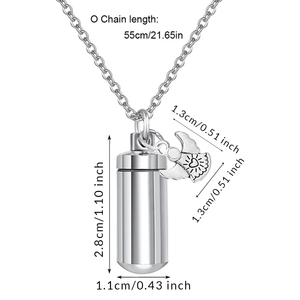 Kalung liontin kalung guci silinder perhiasan kremasi baja tahan karat untuk perhiasan abu kenangan - Product Image 2