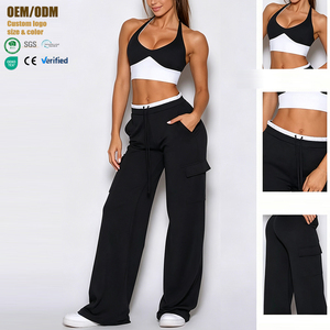 Nouvel ensemble de fitness pour femmes, ensemble de <span class=keywords><strong>soutien</strong></span>-<span class=keywords><strong>gorge</strong></span> de yoga respirant à jambes larges, pantalon de fitness léger, ensembles de yoga sportifs - Product Image 1