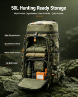 Sac à dos tactique en nylon camouflage 50L, système MOLLE, résistant à l'eau, sac à dos de survie en plein air, préparation pour l'aventure en jungle, camping