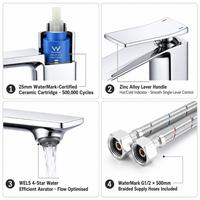 Robinet mitigeur haut pour lavabo KIDOIR WaterMark WELS 5 étoiles, finition or brossé, chrome, noir mat, directement de l'usine, 5 finitions disponibles