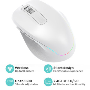 Ratón ergonómico inalámbrico con retroiluminación RGB recargable, 5 botones, seguimiento óptico, receptor USB, para mano derecha, uso en escritorio. - Product Image 5
