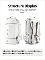 Sac à dos multifonctionnel 55L pour homme en tissu Oxford résistant à l'eau, pour ski/snowboard, avec compartiment pour chaussures technique, double bretelles, grande capacité