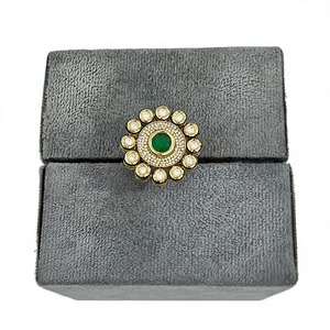 Anillo Ajustable de Latón Chapado en Oro de Primera Calidad con Moissanita, Diseño Moderno para Bodas y Fiestas, Colección para Mujer - Product Image 2